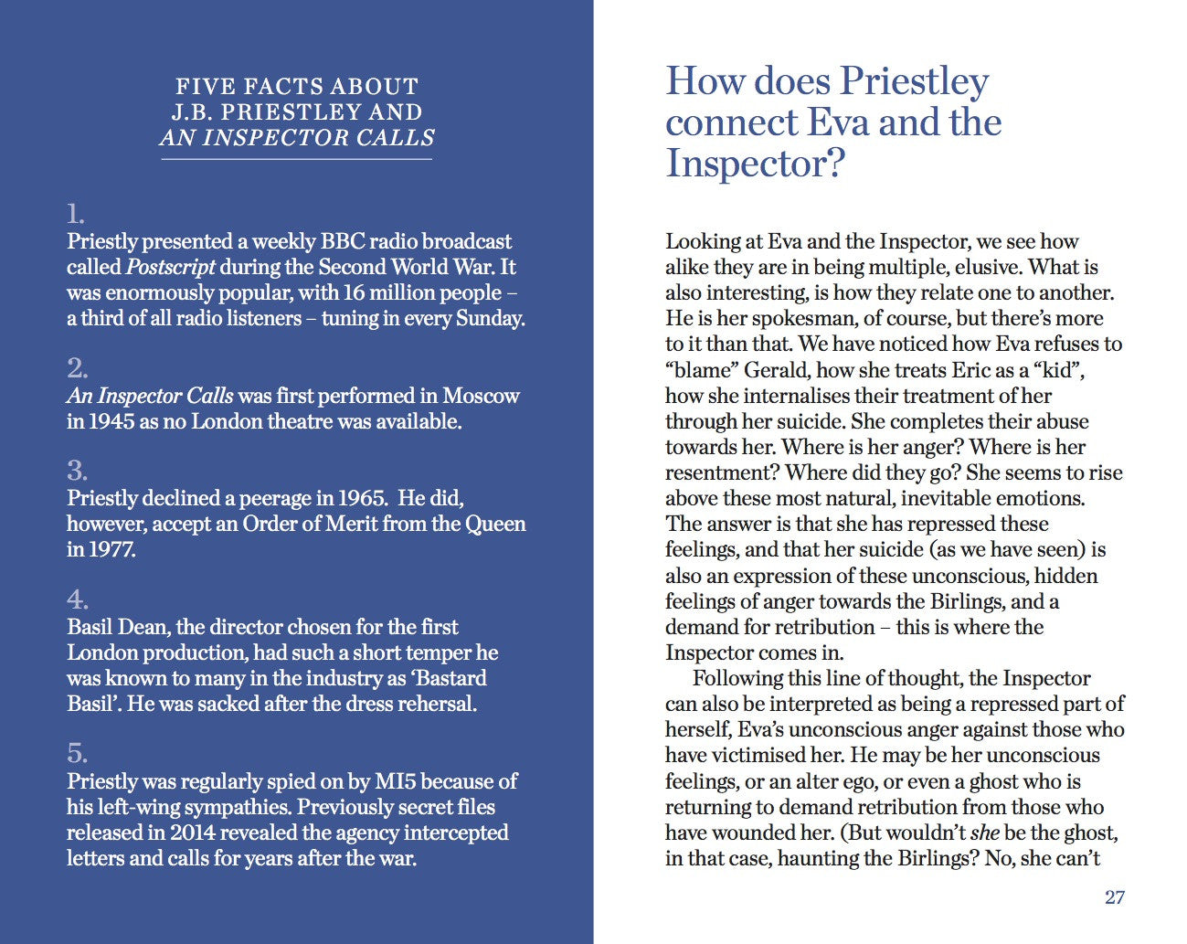 J.B. Priestley's An Inspector Calls Short Study Guide